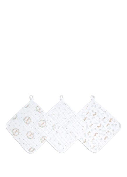 Blushing Bunnies White Cotton Baby 3-Piece Pouch Set