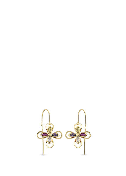 Four Flower 14K Gold Women's Earrings