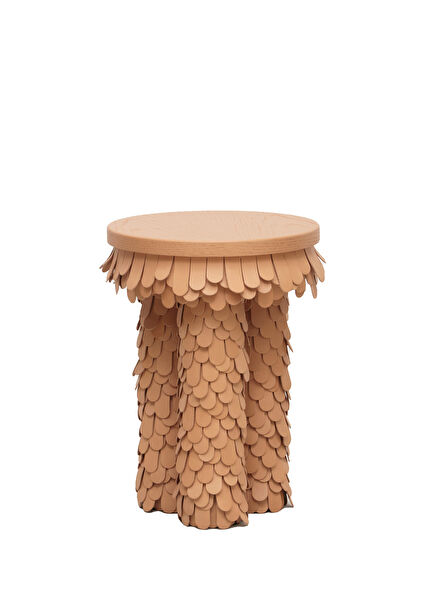 Betsy Wooden Leather Side Table