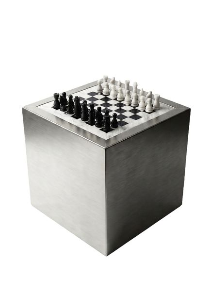 Arcadia Grey Steel Chess Table