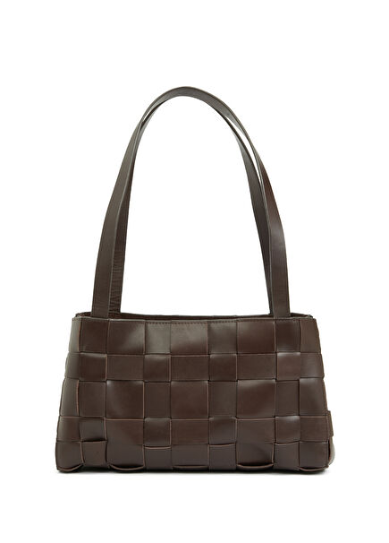 Slim Brown Women's Leather Shopping Bag
