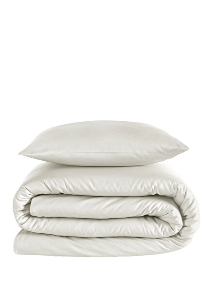 Odin Ecru Cotton Satin Single Duvet Cover Set 160 x 220 cm