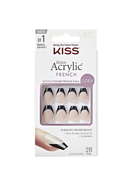 Acrylic Black French Oval Fake Nails
