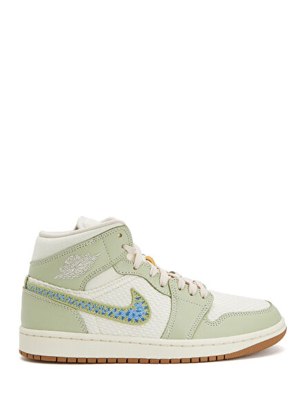 Air Jordan 1 Mid Se Yeşil Kadın Deri Sneaker