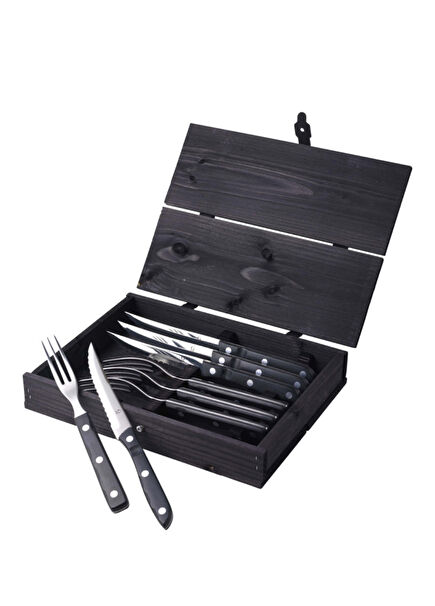 Old Farmer Black Steak 18/8 Paslanmaz Çelik 8 Parça Çatal Bıçak Takımı