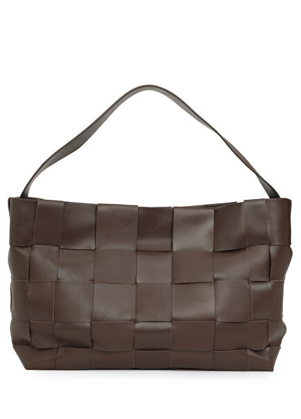 Woven Large Brown Women's Leather Bag