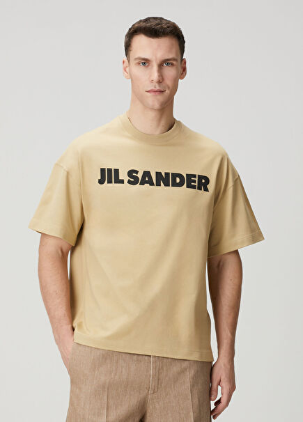 Bej Logo Baskılı T-shirt