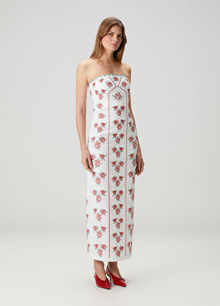 Jaspe Red White Floral Maxi Dress