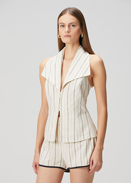 Nocturne Cream Striped Blouse