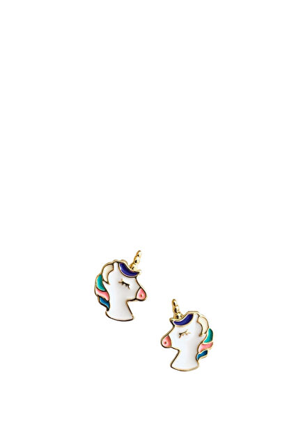 Enamelled Unicorn Shaped Girls Earrings