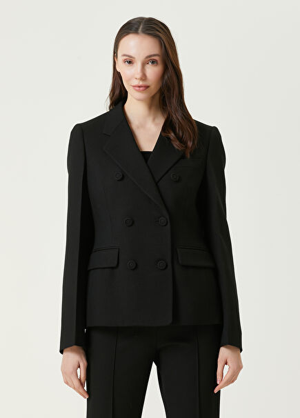 Black Double-Breasted Wool Jacket