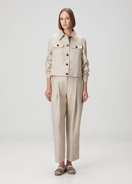 Mink Pleats Linen Trousers