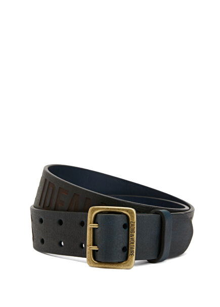 Navy Blue Men's Leather Belt
