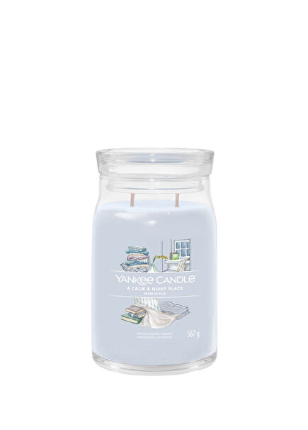 A Calm and Quiet Place Gray Large Candle