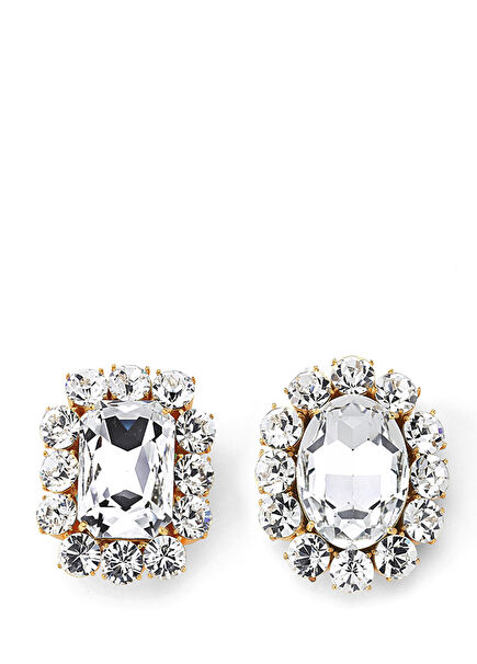 Ninon Square Oval Diamond Crystal Earrings