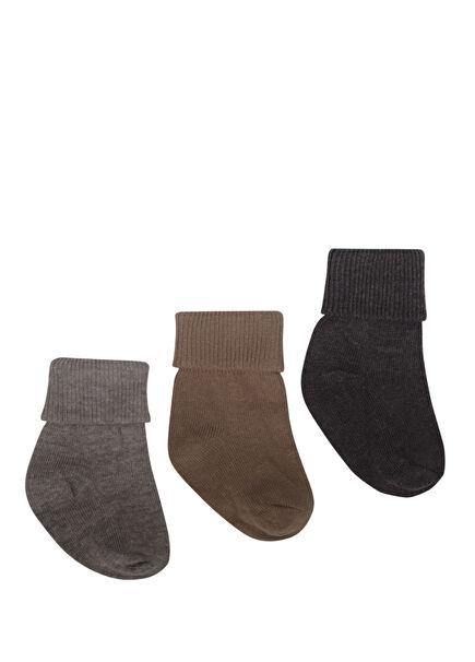 Renkli Yenidoğan Unisex Bebek 3'lü Çorap Seti