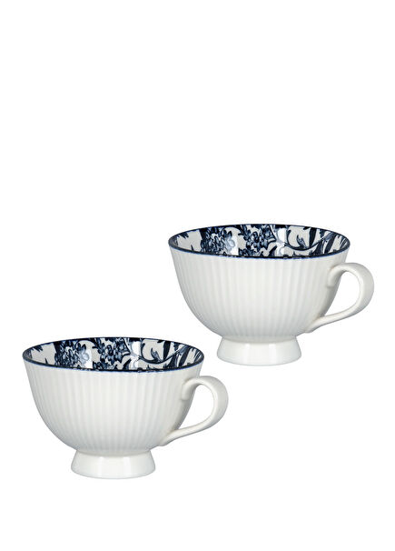 Lunara Mavi Desenli Seramik 2'li Kupa Seti