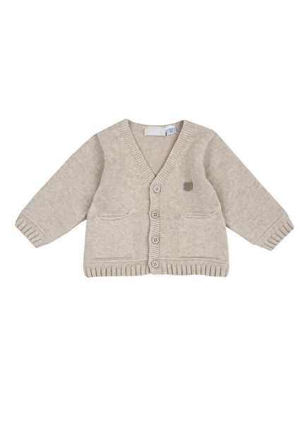 Beige Knit Baby Boy Cardigan