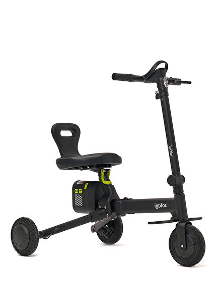 3 Tekerlekli Siyah Oturulabilir ve Katlanabilir Elektrikli Scooter