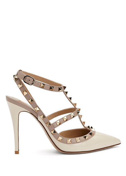 Rockstud Ecru Leather Pump