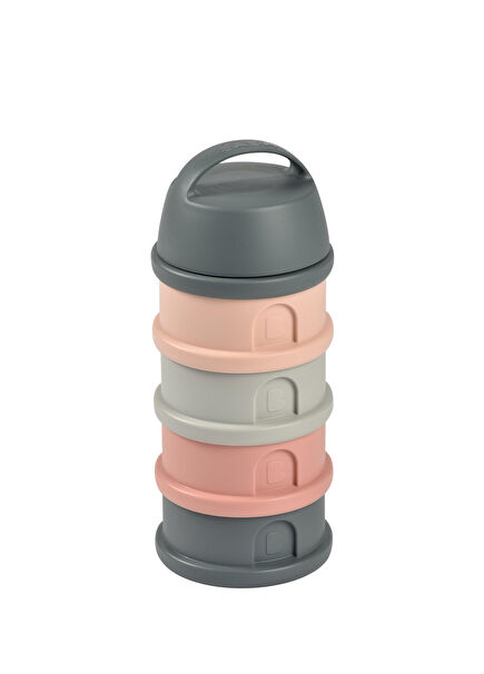 Mineral Grey Pink 4 Katmanlı Süt Tozu Ve Atıştırmalık Saklama Kabı