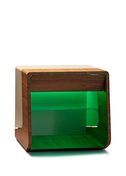 Nite American Walnut Cloud White Nightstand