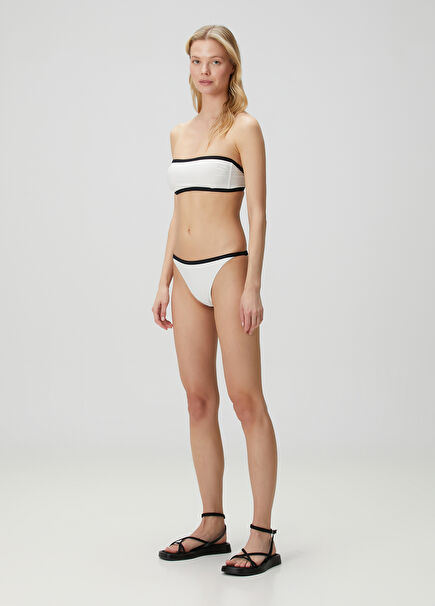 White Striped Bikini Top