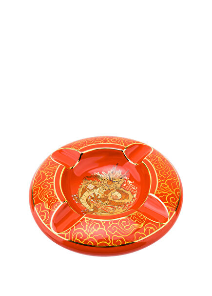 Premium Kırmızı Seramik Yeni Seri Yuvarlak Puro Küllüğü