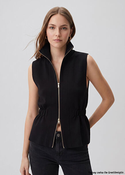 Black Elasticated Waist Knitwear Vest