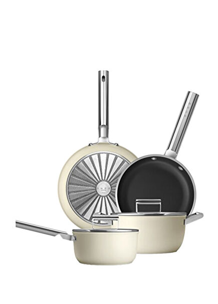Cookware 50's Style Prima Cream 4-Piece Pan Set