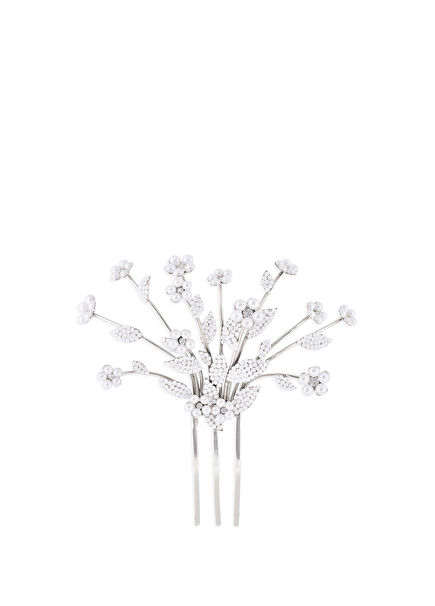 Ramel Beyaz İnci ve Kristalli Duvak Aksesuarı