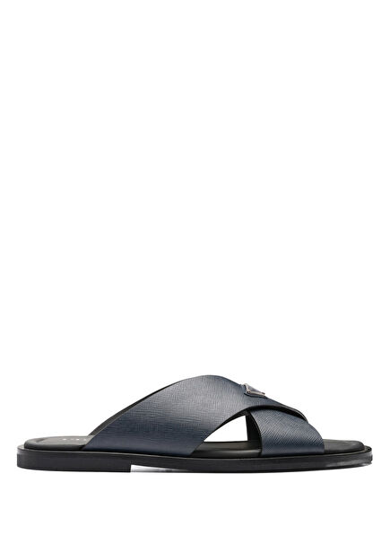Blue Saffiano Leather Crossbody Men's Sandals