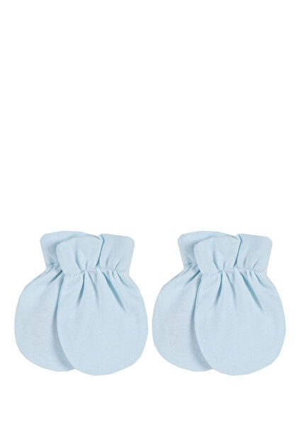 Blue Cotton Unisex Baby Gloves