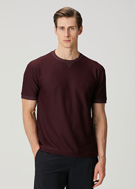 Bordo Logo Nakışlı T-shirt