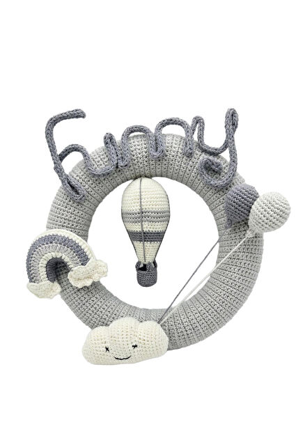 Cuddly Grey Amigurumis Balloon Children's Room Door and Wall Decoration