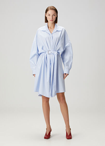 Blue Midi Shirt Dress