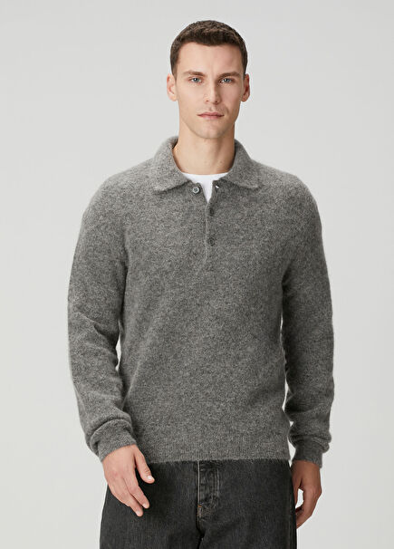 Grey Polo Wool Knitwear