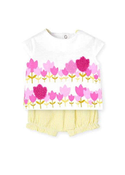 Renkli Pamuklu T-shirt ve Şort Kız Bebek 2'li Set