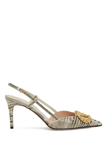 VLogo Patterned Leather Pump