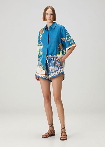 Acacia Mavi Keten Şort