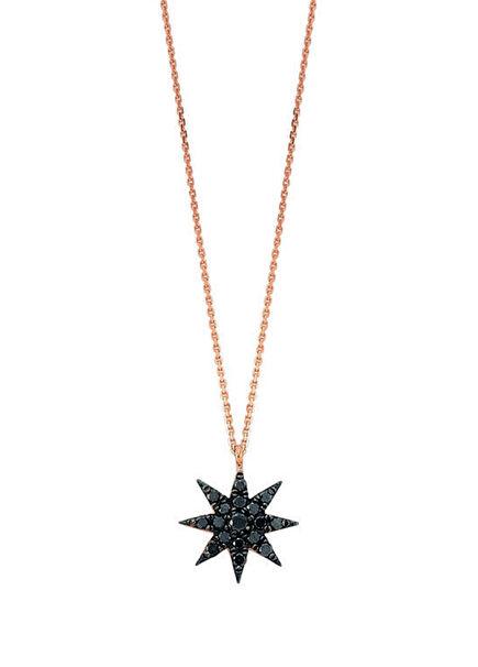 Venus Star Black Diamonds Women's Gold Necklace