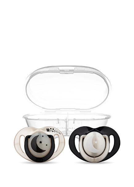 Pearl & Black Sterilizasyon ve Saklama Kutulu 0 Ay+ Silikon Ortodontik 2'li Emzik Seti