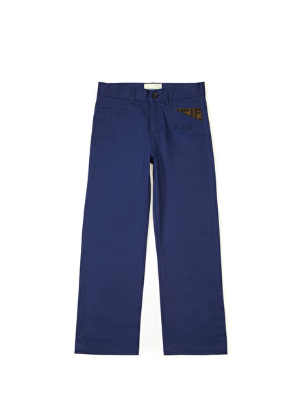 Navy Blue Logo Embroidered Boys Pants