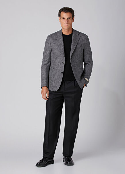 Relax Fit Black Wool Pants
