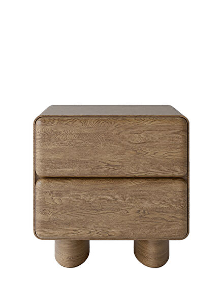 Chubby Honey Oak Wooden Bedside Table