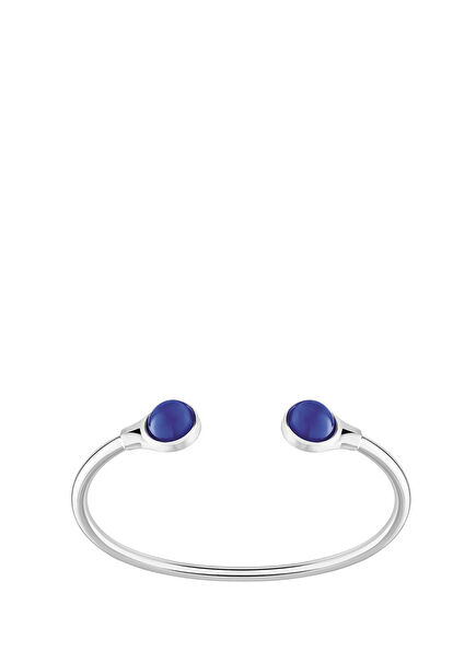 Cabochon Cap-Ferrat Blue Gümüş Kristal Esnek Unisex Bileklik 