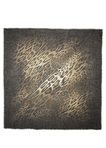 Black Leopard Print Women's Wool Silk Shawl