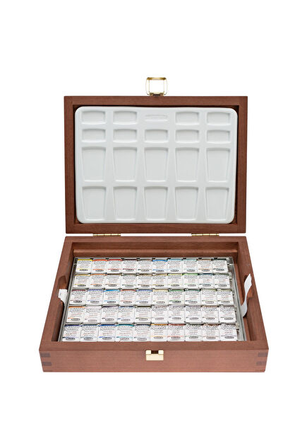 Horadam Aquarell Supergranulation Ahşap Kutu 50'li Yarım Tablet Boya 