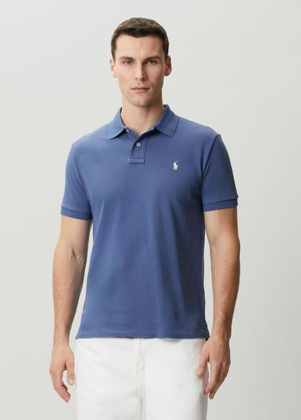 Custom Slim Fit Mavi Polo Yaka T-shirt