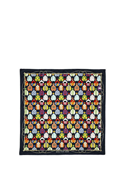 Racing Silks Navy Silk Scarf Kadın Eşarp
